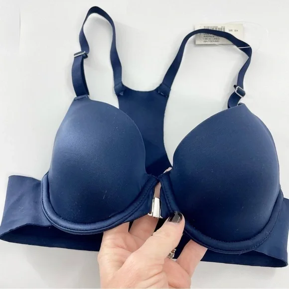 NWT Soma Vanishing Back Front Close Full Coverage Smoothing Navy Blue Bra Sz 32A - Picture 3 of 8